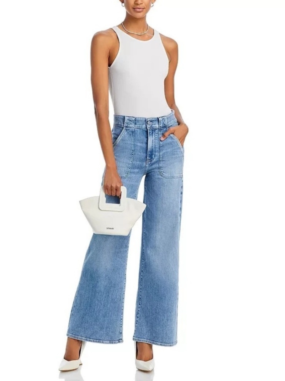 FRAME Carpenter Modern Pocket Jeans High Rise Wide Leg Light Wash Size 29